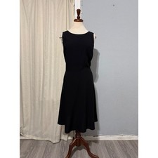 Old Navy Black Sleeveless Flare Midi Goth Dress XL Smocked Bodice Keyhole Back