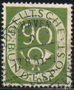 18950 Germany Stamp Scott #685 Numeral & Posthorn Fine Used Clean Back CV $2.75