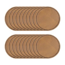 Blank Leatherette Patches, 2.5 Inch Faux Leather Hats Patches Khaki, Pack of 25 