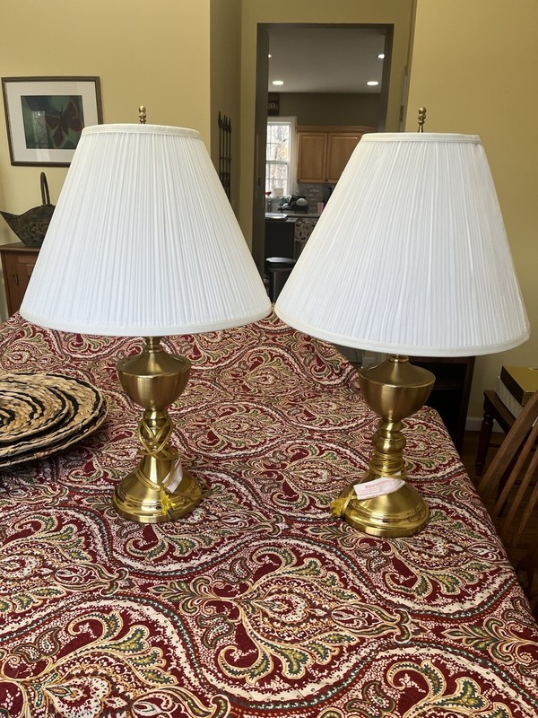 Pair Stiffel  Brass Table Lamps With Shades