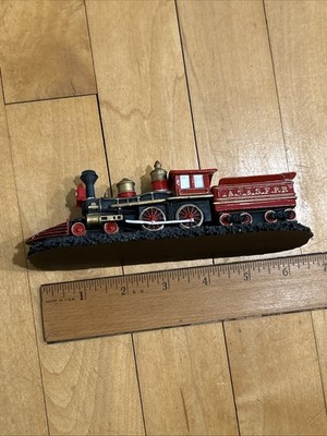 AT & SFRR DIE CAST TRAIN ENGINE PLUS COAL CAR ON STAND - ONE PIECE - 6.5'' LONG