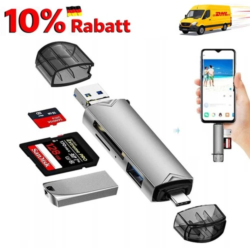 🔥Lagerräumung! 6-in-1 Kartenleser USB 3.0 + Typ-C OTG für SD/TF Speicherkarten