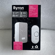 Byron Wireless Doorbell Set – Plug-In 150m Range Brand New DBY-22322UK