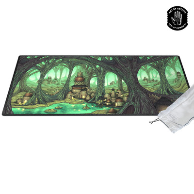 The Caverns NEOPRENE DESK MAT w/ felt bag : Arcane Landscapes by Curator 