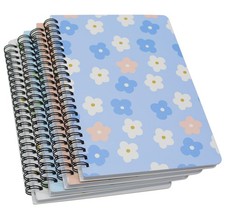 Yansanido 4 Pcs A5 Spiral Notebook, Thick Daisy Design Hardcover 8mm Ruled 4...