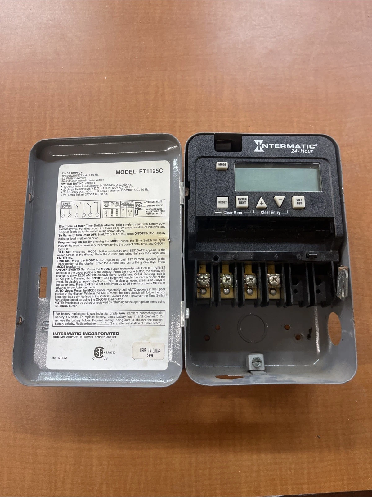 Intermatic Timeclock ET1125C Electronic Timer Switch 120V AC