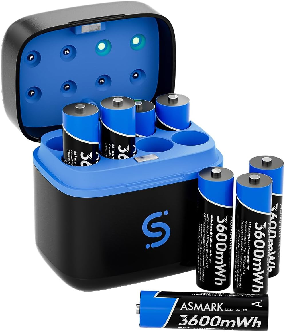 Batteria AA Ricaricabile Confezione Da 8 Batterie Al Litio Con Caricabatterie Al
