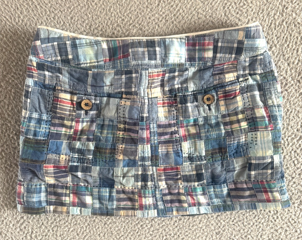 Y2K American Eagle Madras Patchwork Plaid Mini Sk… - image 2