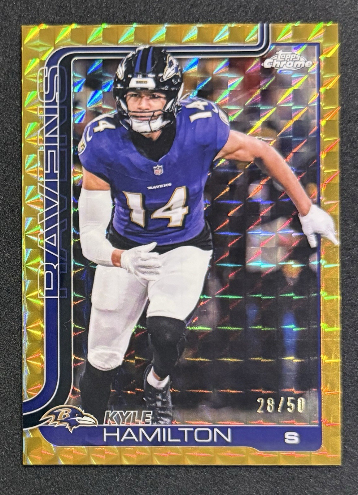 2025 Topps Chrome #29 Kyle Hamilton Gold Geometric 28/50 Ravens (Read)