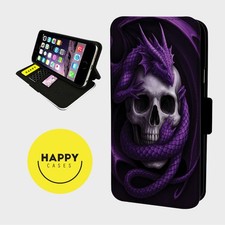 DRACHENSCHÄDEL GEFAHR LILA - Kunstleder Flip Handy Hülle Cover - iPhone/Samsung