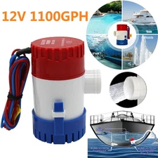 1100GPH 12V Electric Marine Submersible Bilge Sump Water Pump For Boat 1" Hose