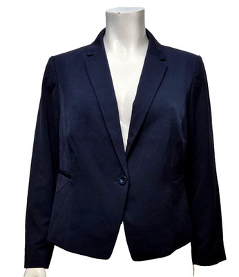 Marks & Spencer schöner eleganter marineblauer Damenblazer aus Polyester mit Knopfleiste UK 24