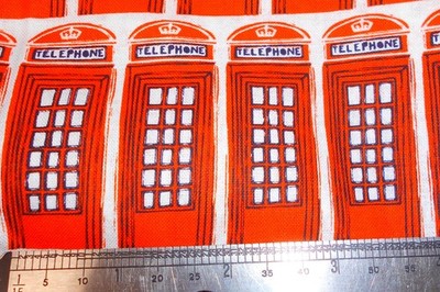 Fabric 44'' x 45'' Wide EMMA & MILA British Red Telephone Booths Cotton 6783619437
