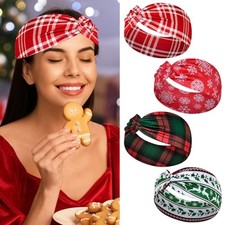 4Pcs Christmas Headbands for Women - Snowflake Santa Snowman Christmas, 4Pcs
