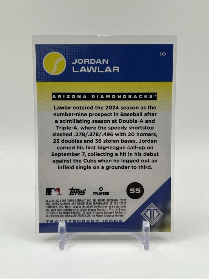 Jordan Lawlar 2024 Topps Transcendent #10 Orange Refractor Variation /25 Rookie - Image 2 of 2