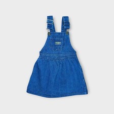 OshKosh B gosh Vintage Plaid Denim Overall Jumper Dress