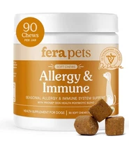 Fera Pets Dog Allergy Chews Allergy Itching Skin Relief Immune Gut Support 90Psc