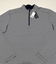 Cutter & Buck CB 1/4 Zip Pullover Men’s Size 2XL Long Sleeve Stretch Blue Stripe