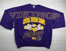Vtg Jerzees Minnesota Vikings Sweatshirt Purple Crewneck 90s NFL USA Made XL