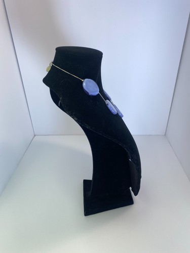 Murano Glass Necklace By Susanna Sent Blue Round Glass Silver Tone Chain Tag - Picture 9 of 20