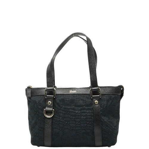 Gucci GG canvas Abbey handbag 141471 black canvas leather ladies GUCCI used