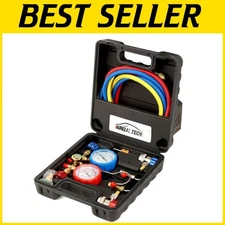 HVAC Diagnostic Manifold Gauge Set for R134A/R12/R22 with Color-Coded Hoses