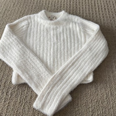 Hippie Rose Knitted Ivory Sweater Cropped Belly Top NWOT Size Women's S