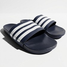 Adidas Adilette Comfort Slides Mens 12 Navy Blue New Glossy Stripe GZ5892