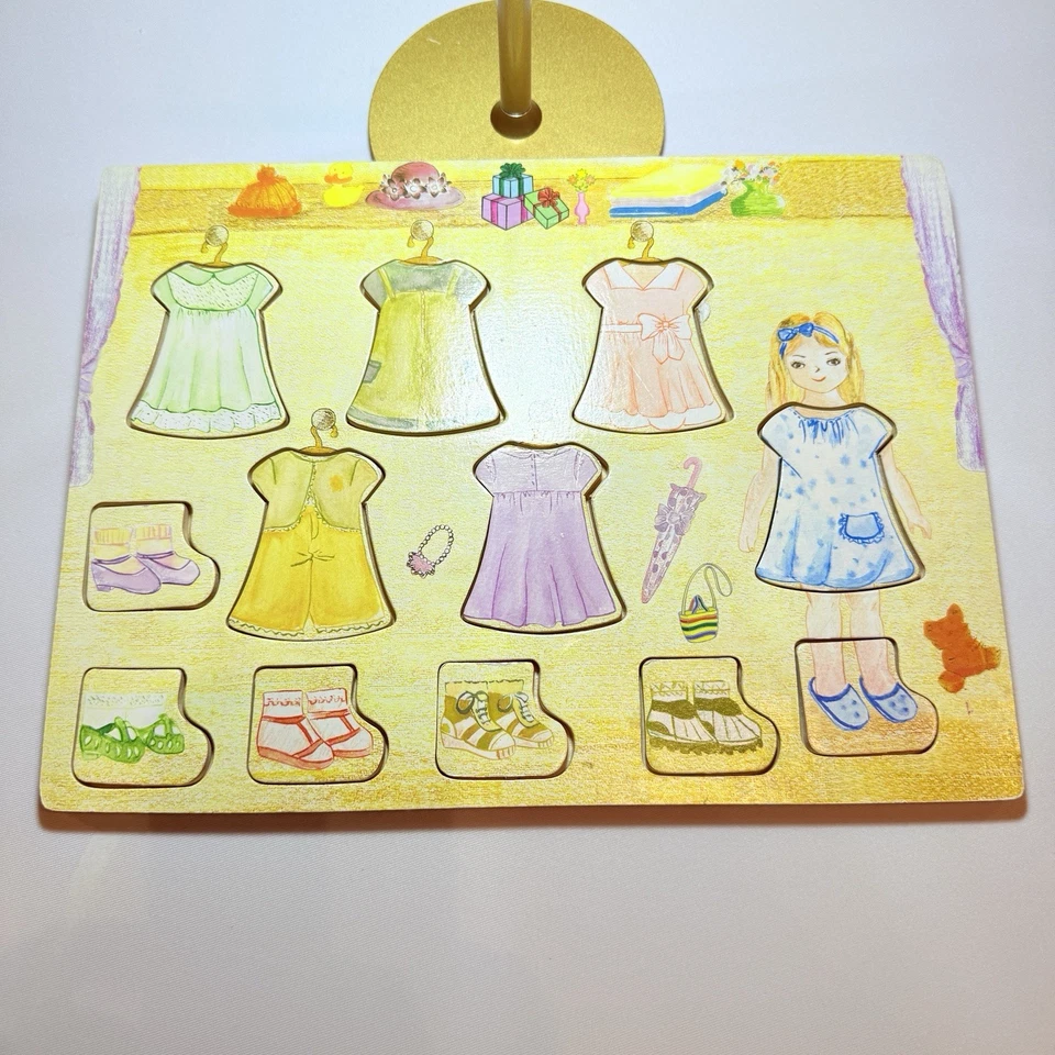 Rompecabezas de madera vintage años 60 "muñecas de papel" 12 piezas juguetes retro EE. UU. Foto 2 de 4