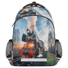 Train Laptop School Backpack Teens Girls Boys Casual Bookbag Reflective Strip