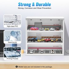 1/64 Diorama Car Garage Parking Lot Model for Storage Display w/ LED Light
