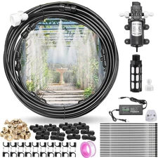 Outdoor Misting Cooling System with Pump - 40Ft (12M) Misting Line with Filter +