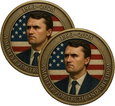 2PCS Charlie Kirk Memorial Coin, Young Hero of US 1993-2025 for Charlie's Fans