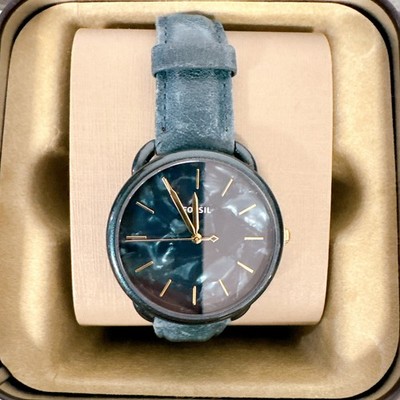 Fossil Women\'s Black Leather Strap Watch with Mint Green Dial Raquel Three-Hand Date Green Croco LiteHide™ Leather Watch  main image 3