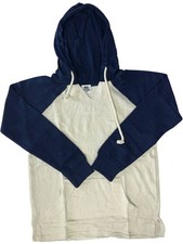 Womens Summer Hoodie Lightweight Loose-Fitting Sweatshirt White/Navy Size S-2XL