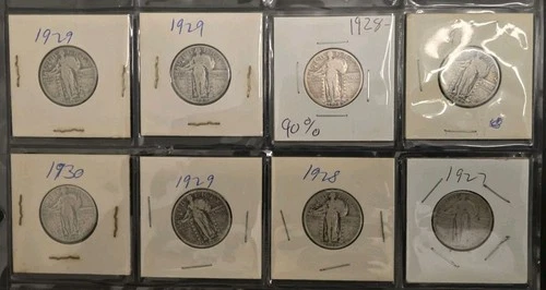 Lot of 8 Standing Liberty Quarters Silver coins.  Below SILVER BULLION VALUE!!*