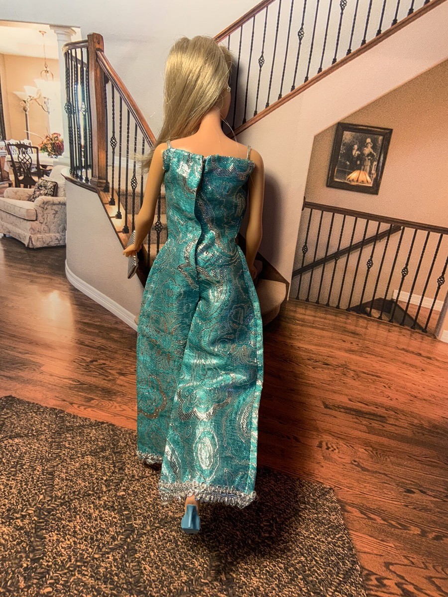 Barbie風 レトロポップ 古着 ワンピース Vintage Barbie Jumpsuit FIRELIGHTS #1481 Silver Brocade