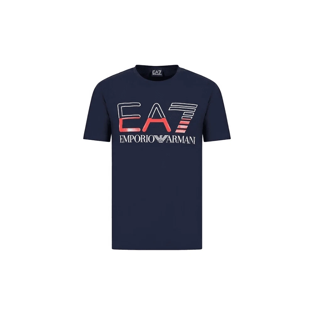 Emporio Armani EA7 Cotton Printed Logo Navy Blue T Shirt eBay