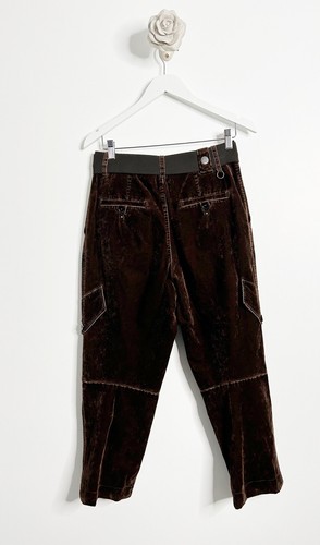 High Use Claire Campbell Cargo Samt Hose Größe 12 Braun 90er Y2K High Waist - Bild 2 von 8