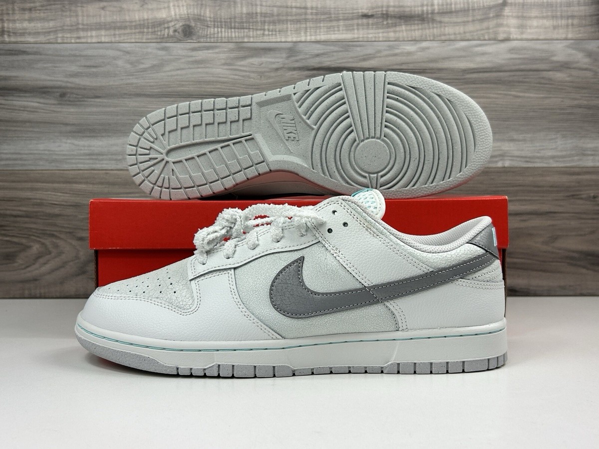 NEW Nike Dunk Low Retro SE Summit White Metallic Silver NEW Nike Dunk Low Retro SE Summit White Metallic Silver