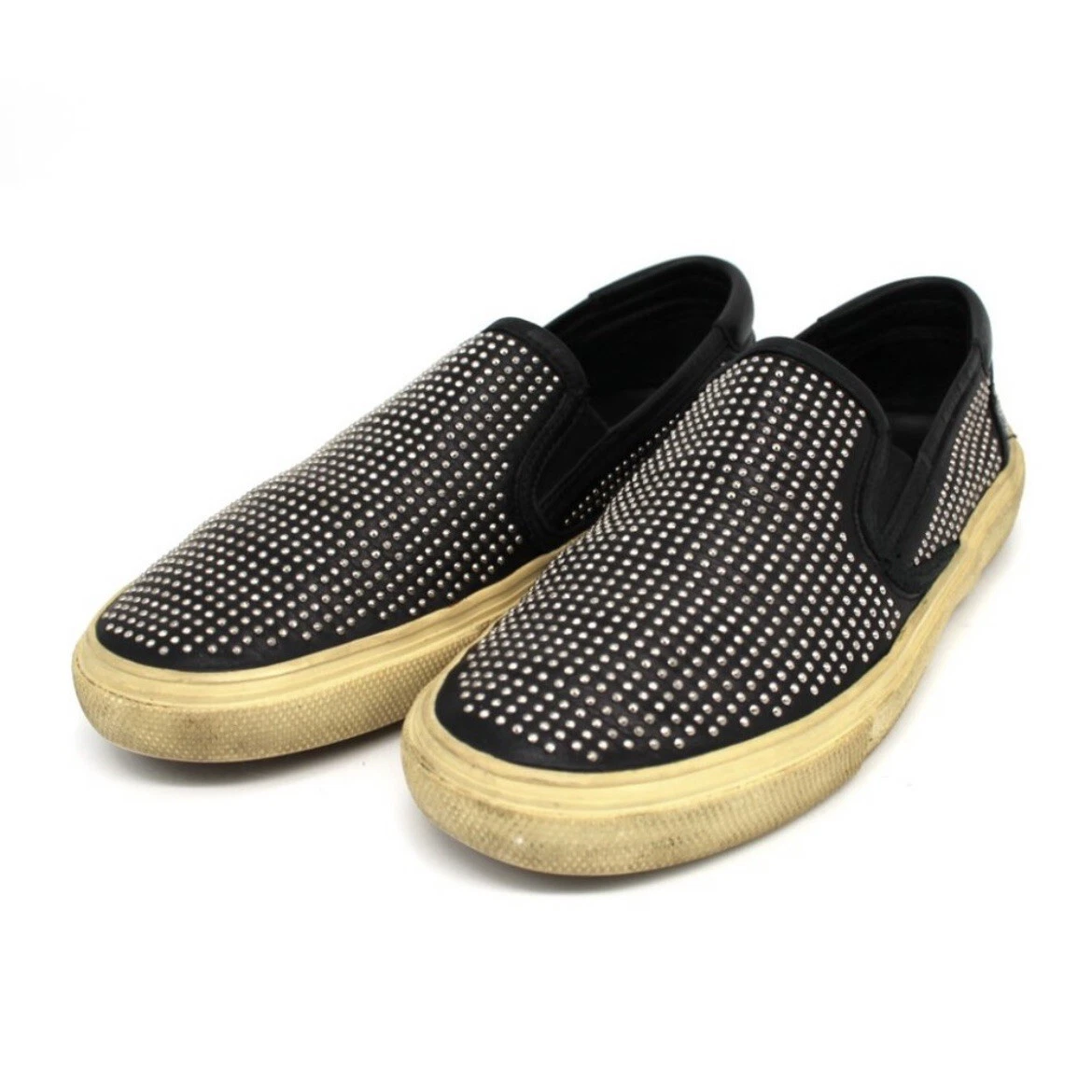 Fun Sailor Studded Leather and Suede Slip-On Sneakers