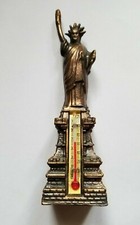 VTG Copper/Brass Toned Statue of Liberty Working Thermometer 5.75" Made in USA