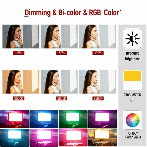VILTROX Weeylite RB08P RGB LED Video Light On-Camera Fill Light Panel 2500-8500K - Picture 2 of 12