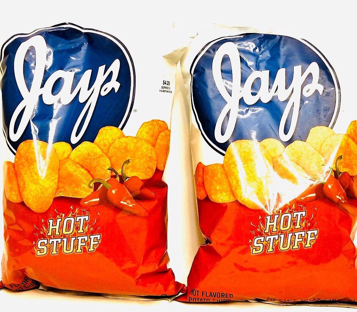 Jays Hot Stuff Big Bag Potato Chips, 10oz. (Pack Of 4) A Chicago