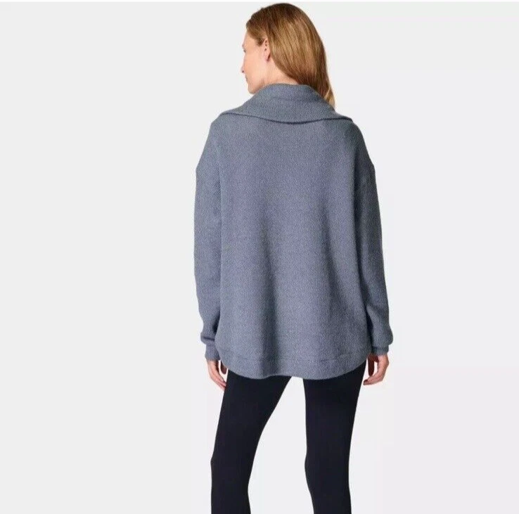 sweaty-betty restful boucle half zip collared athleisure sweatshirt