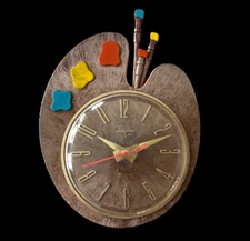 Vintage Spartus Wall Clock Movie Prop - Artist Palette Midcentury 60s - UNTESTED