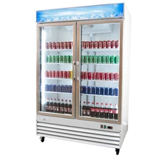 NSF 54" Commercial 2 Glass Door Merchandiser Beverage Display Cooler NEW White