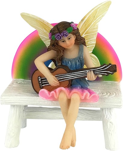 Megan The Rainbow Fairy with Rainbow Bench – a Miniature Fairy Figurine - Picture 2 of 8