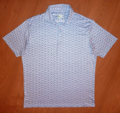 TailorByrd Men's Size XL S/S Golf Polo Shirt Golf Carts Clubs Balls Print