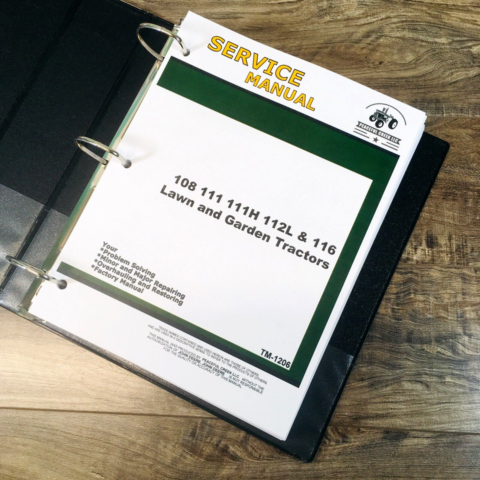 Service Parts Operators Manual Set For John Deere 116 Lawn Tractor
